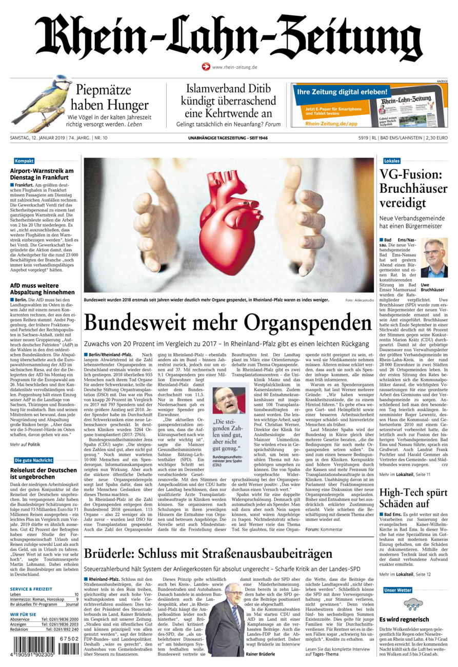 Rhein-Lahn-Zeitung vom Samstag, 12.01.2019