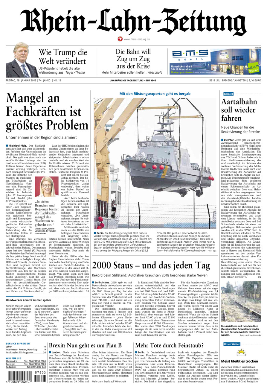 Rhein-Lahn-Zeitung vom Freitag, 18.01.2019