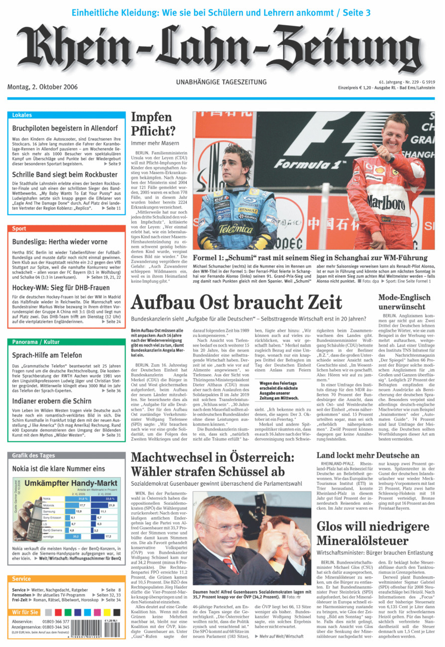 Rhein-Lahn-Zeitung vom Montag, 02.10.2006