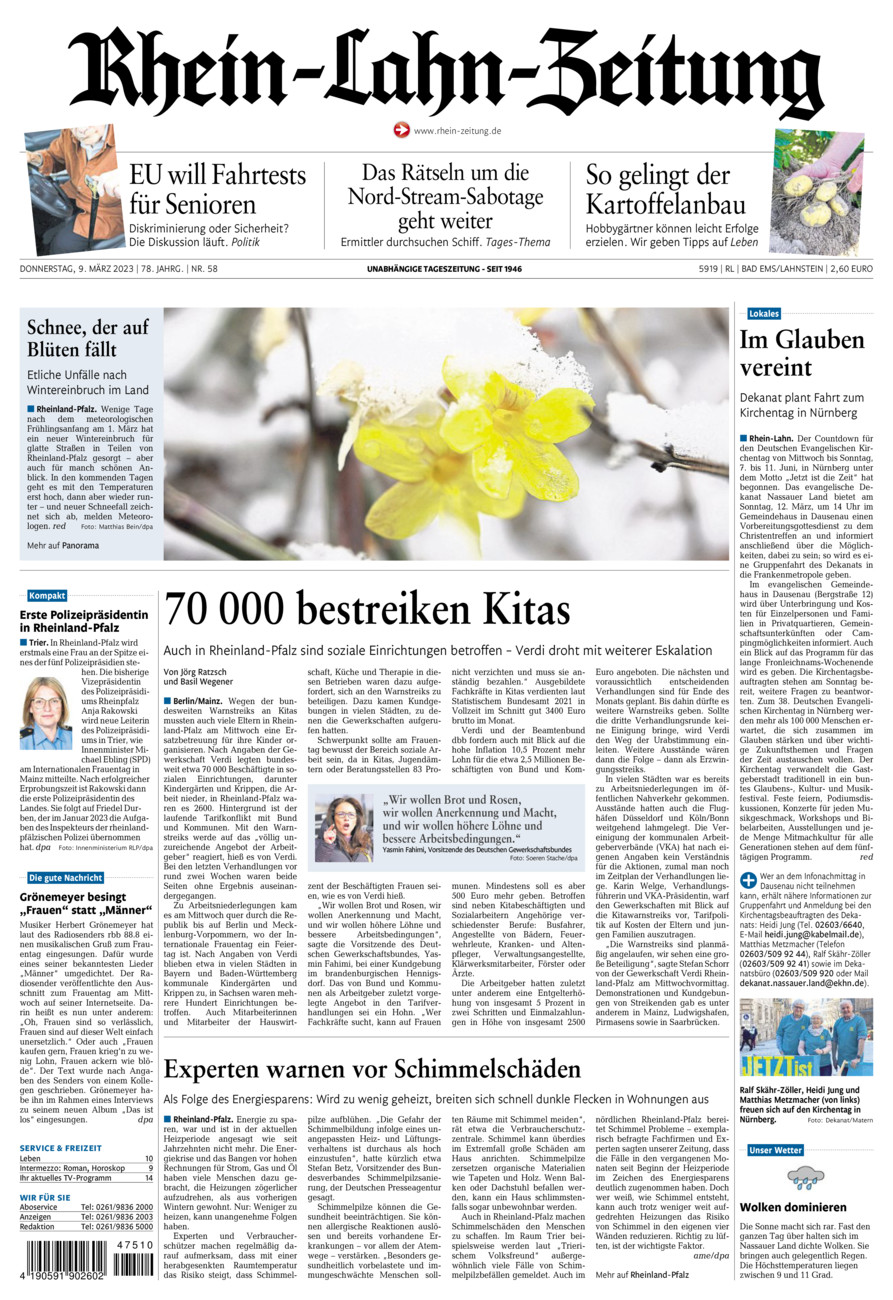 Rhein-Lahn-Zeitung vom Donnerstag, 09.03.2023