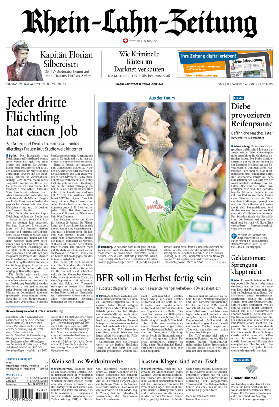 Rhein-Lahn-Zeitung vom Samstag, 26.01.2019