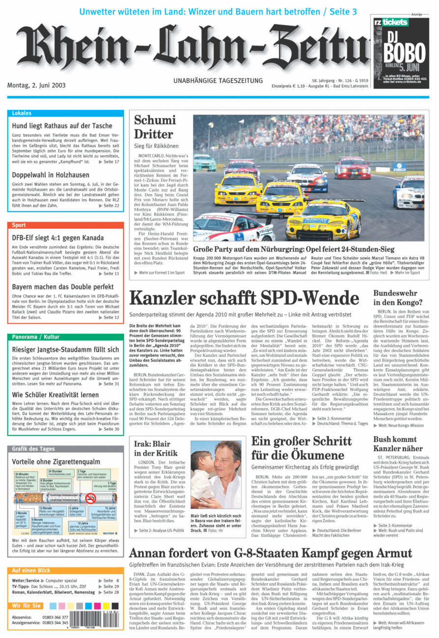 Rhein-Lahn-Zeitung vom Montag, 02.06.2003