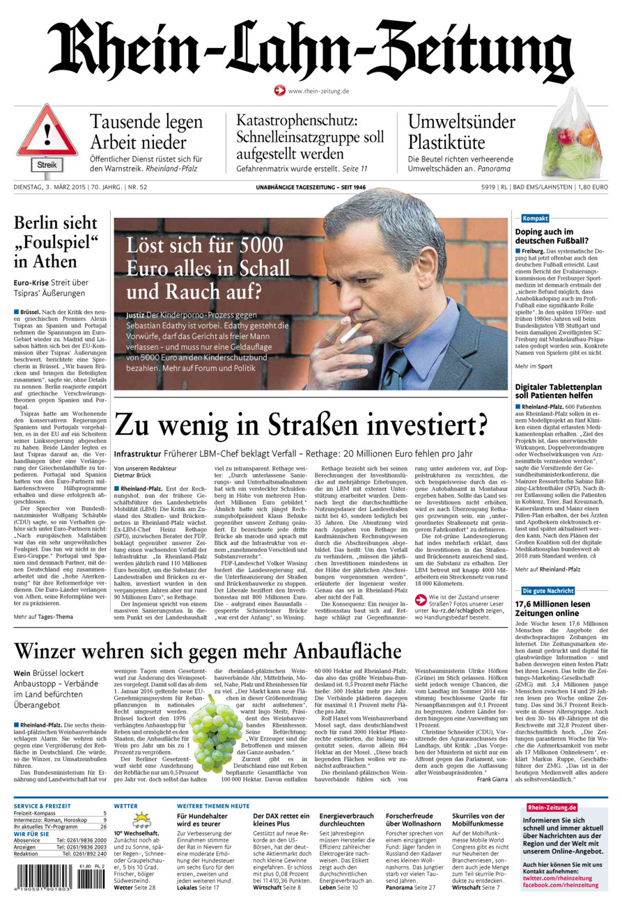 Rhein-Lahn-Zeitung vom Dienstag, 03.03.2015