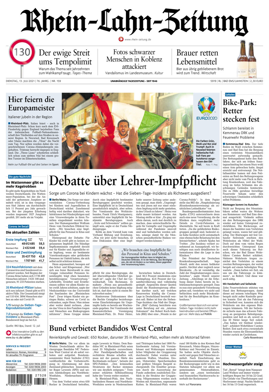 Rhein-Lahn-Zeitung vom Dienstag, 13.07.2021