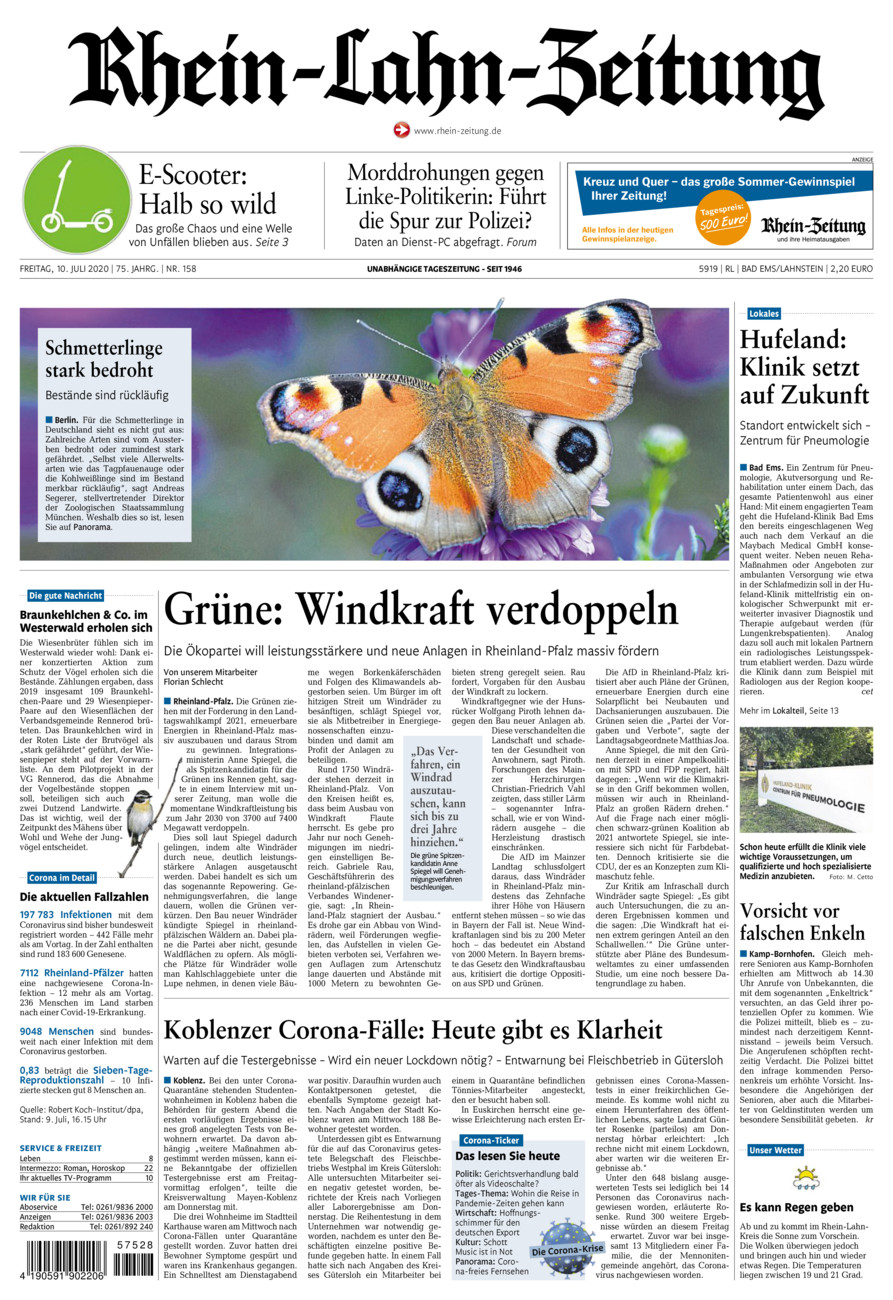 Rhein-Lahn-Zeitung vom Freitag, 10.07.2020