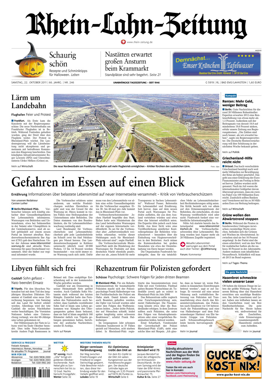 Rhein-Lahn-Zeitung vom Samstag, 22.10.2011