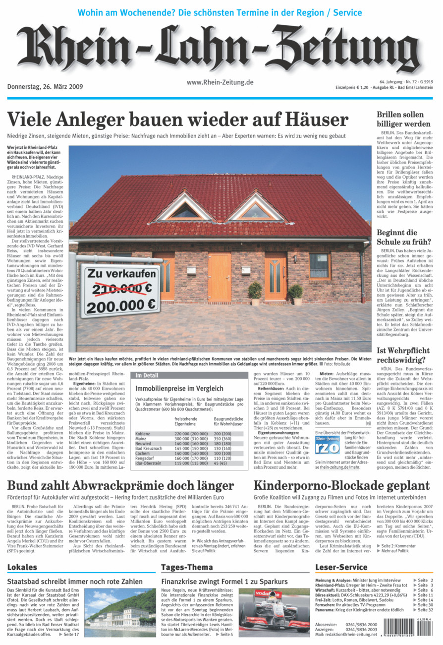 Rhein-Lahn-Zeitung vom Donnerstag, 26.03.2009