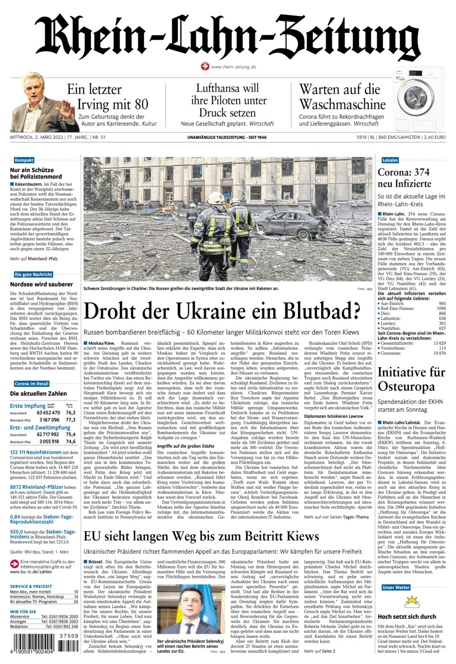 Rhein-Lahn-Zeitung vom Mittwoch, 02.03.2022