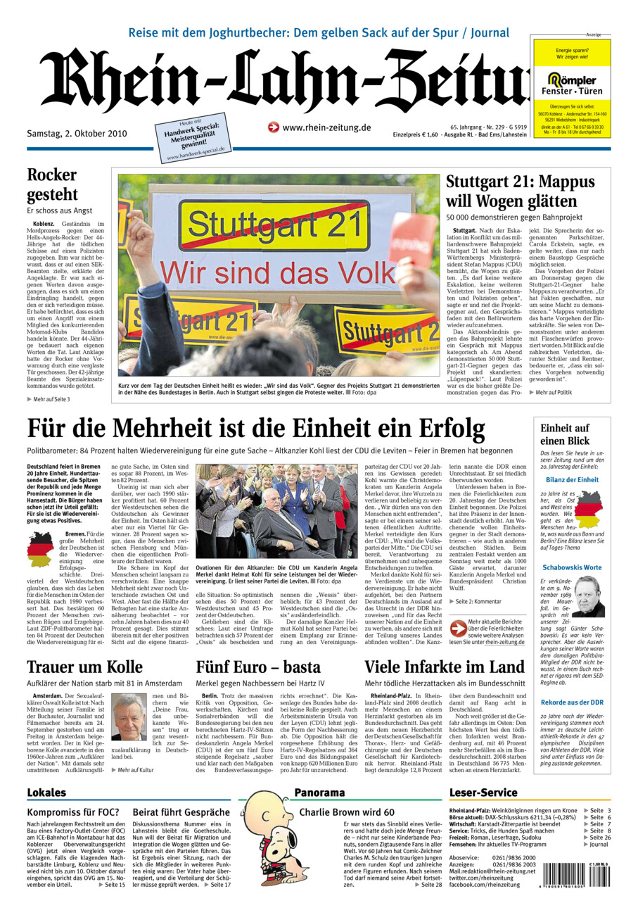 Rhein-Lahn-Zeitung vom Samstag, 02.10.2010