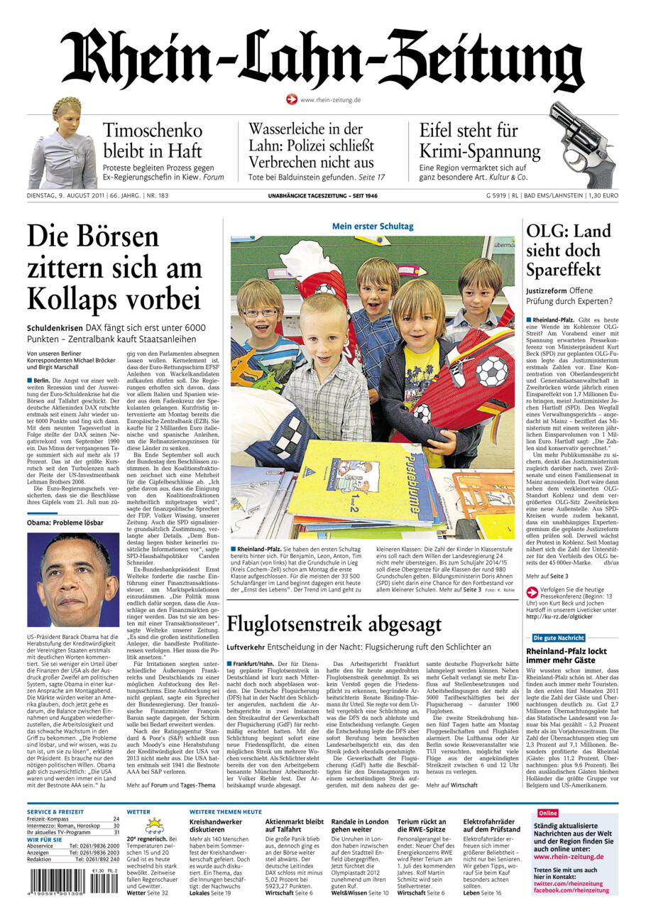 Rhein-Lahn-Zeitung vom Dienstag, 09.08.2011