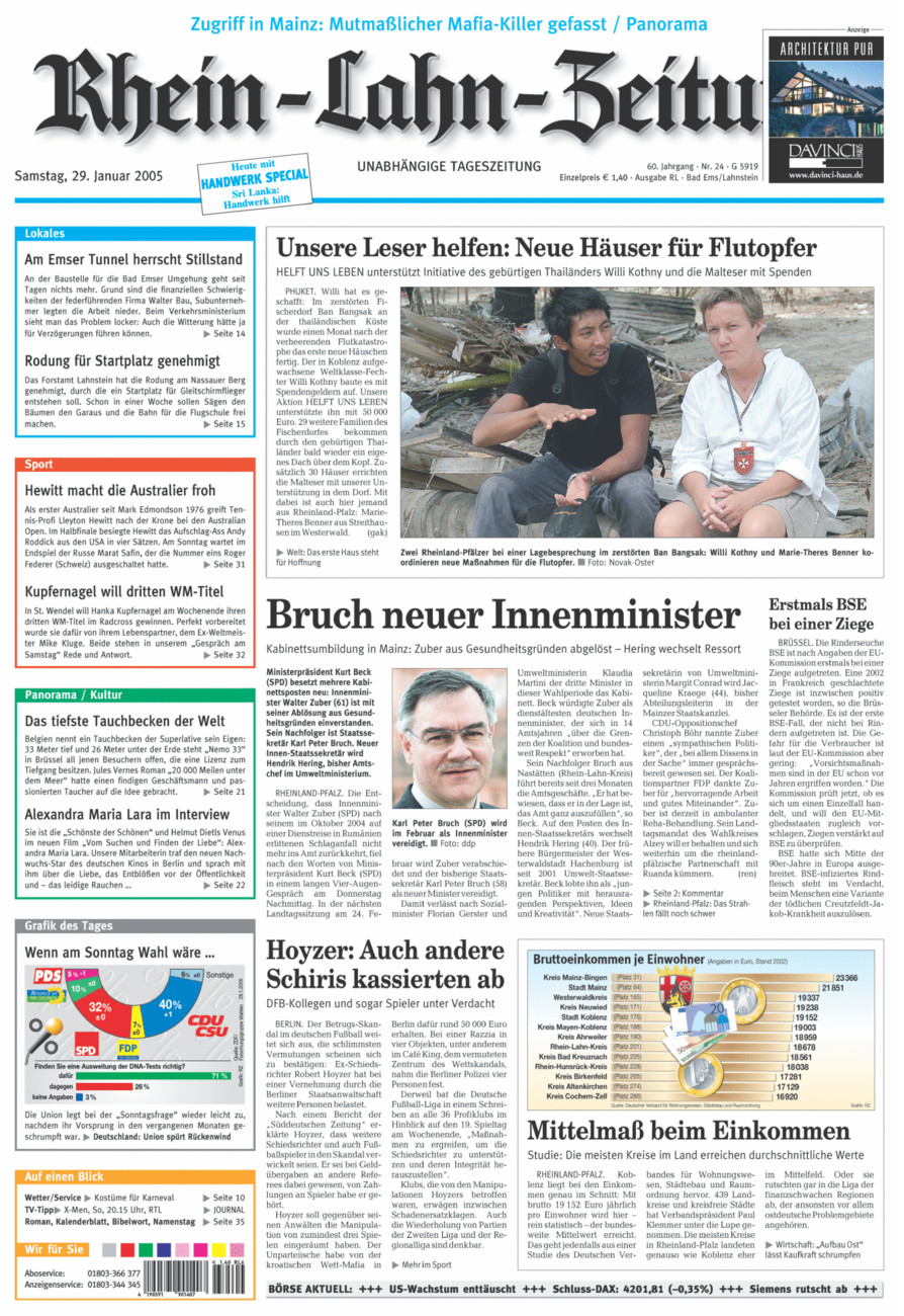 Rhein-Lahn-Zeitung vom Samstag, 29.01.2005