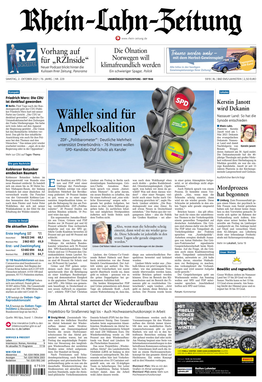 Rhein-Lahn-Zeitung vom Samstag, 02.10.2021