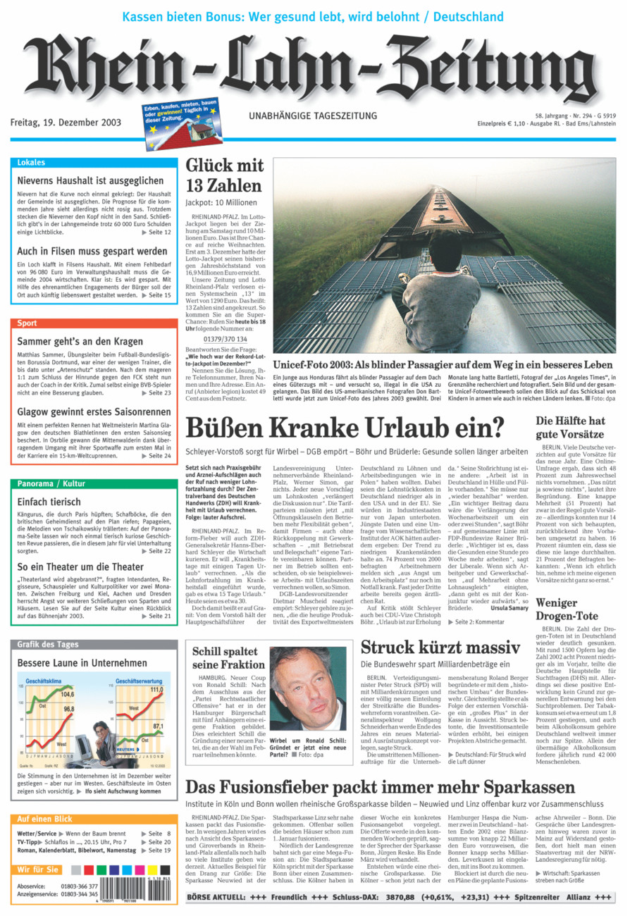 Rhein-Lahn-Zeitung vom Freitag, 19.12.2003