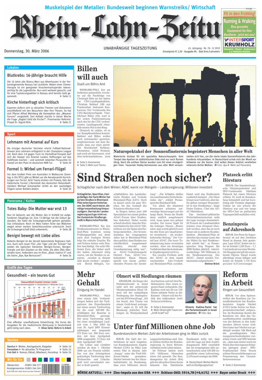 Rhein-Lahn-Zeitung vom Donnerstag, 30.03.2006