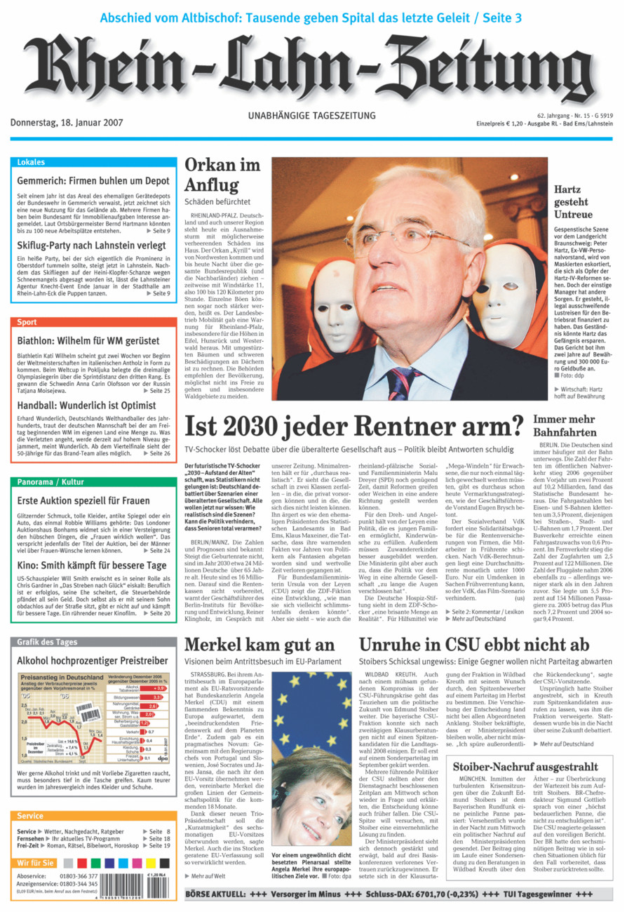 Rhein-Lahn-Zeitung vom Donnerstag, 18.01.2007