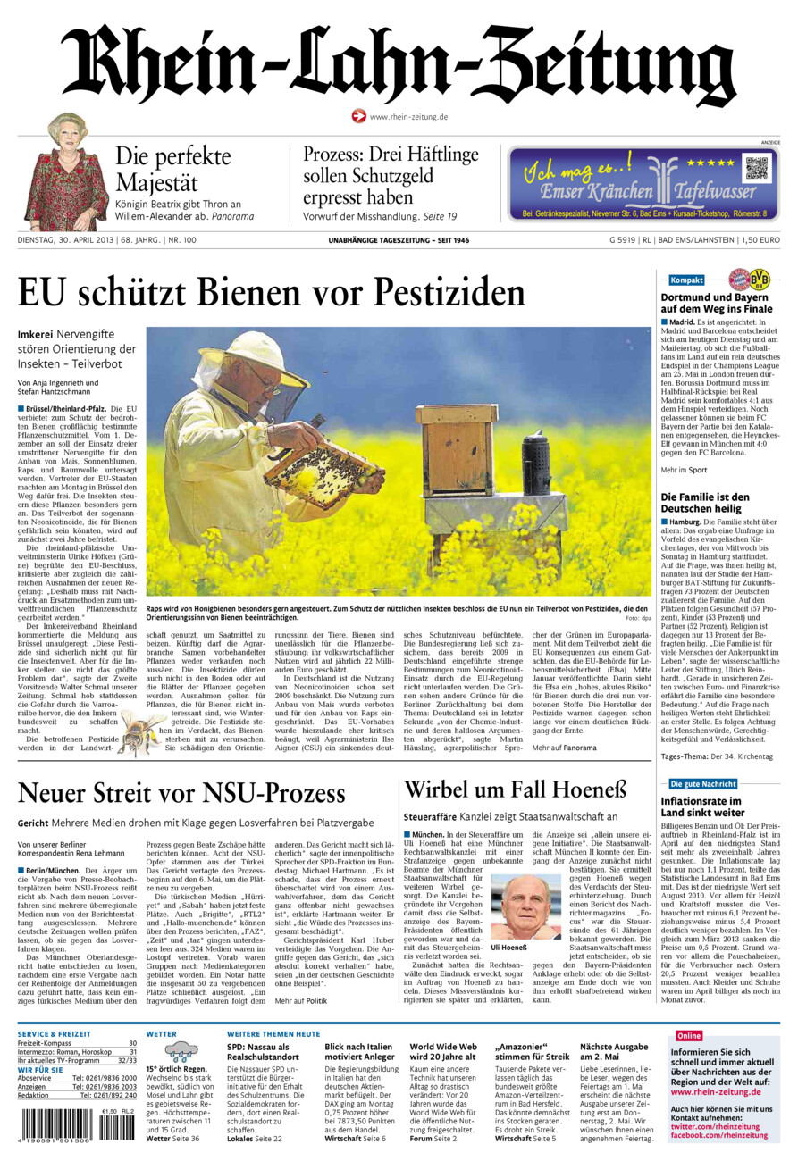 Rhein-Lahn-Zeitung vom Dienstag, 30.04.2013