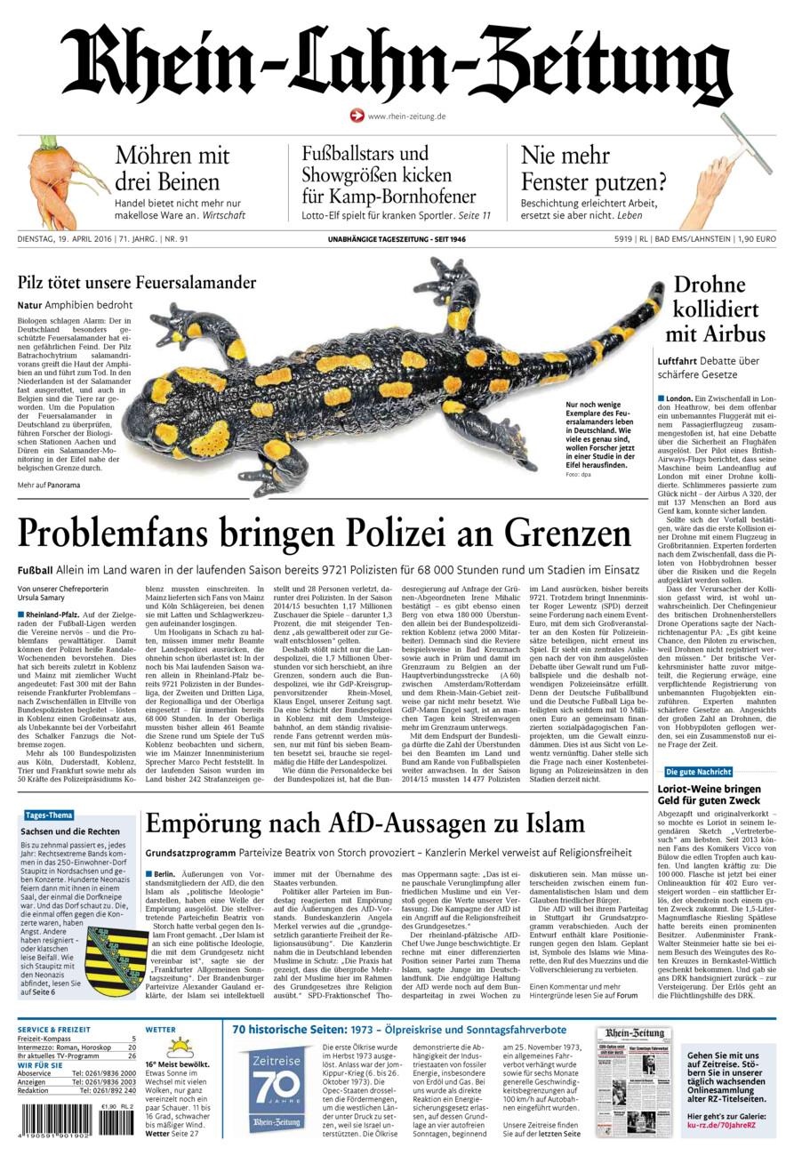 Rhein-Lahn-Zeitung vom Dienstag, 19.04.2016