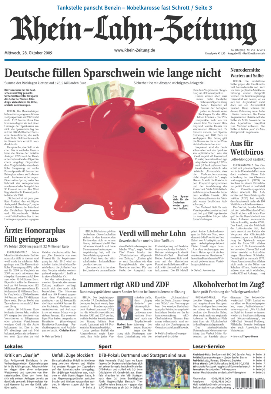 Rhein-Lahn-Zeitung vom Mittwoch, 28.10.2009