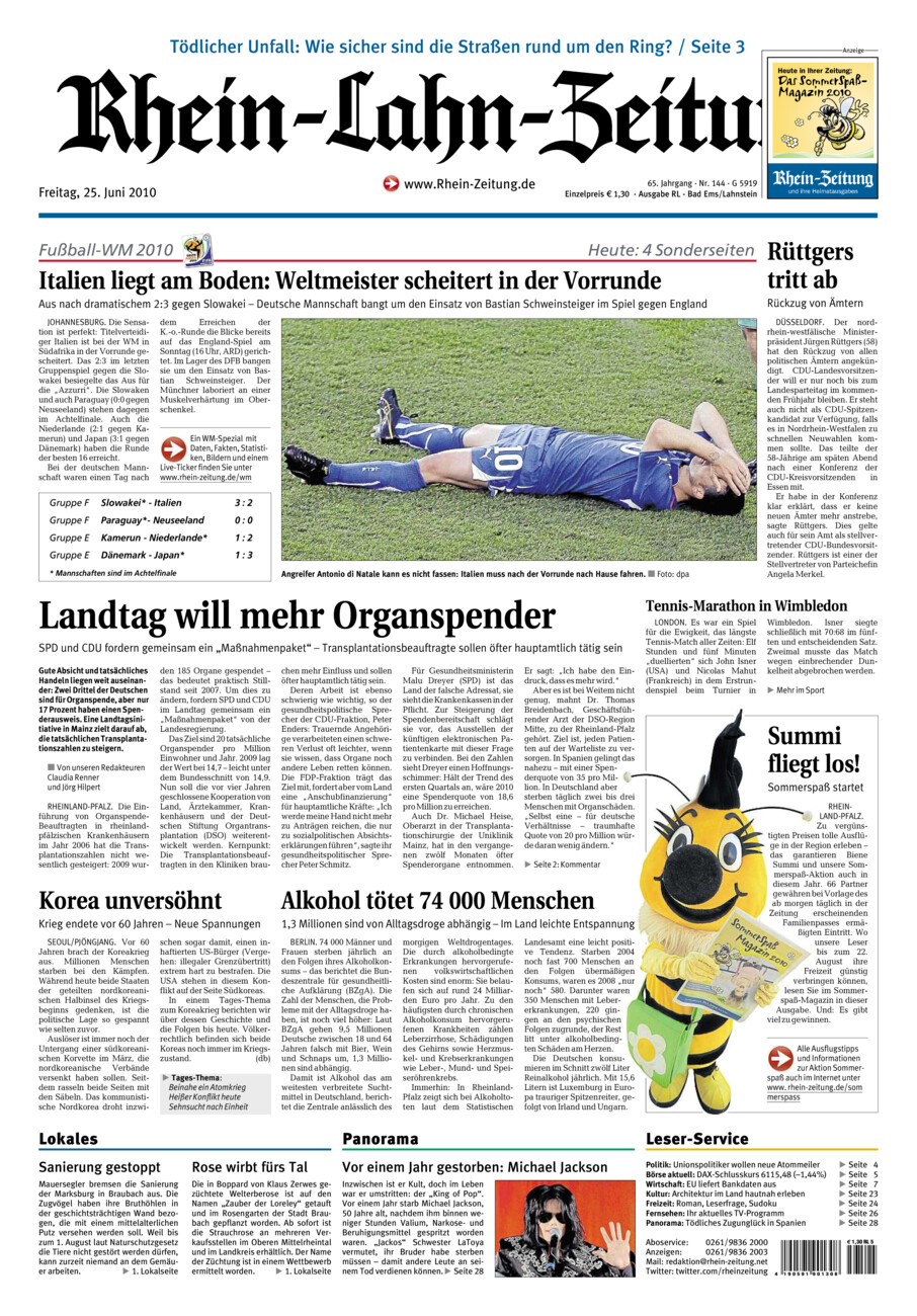 Rhein-Lahn-Zeitung vom Freitag, 25.06.2010