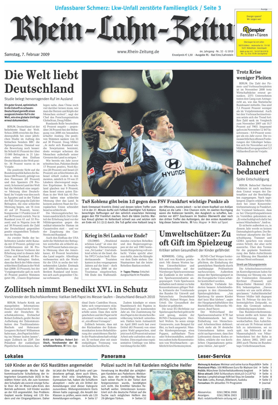 Rhein-Lahn-Zeitung vom Samstag, 07.02.2009