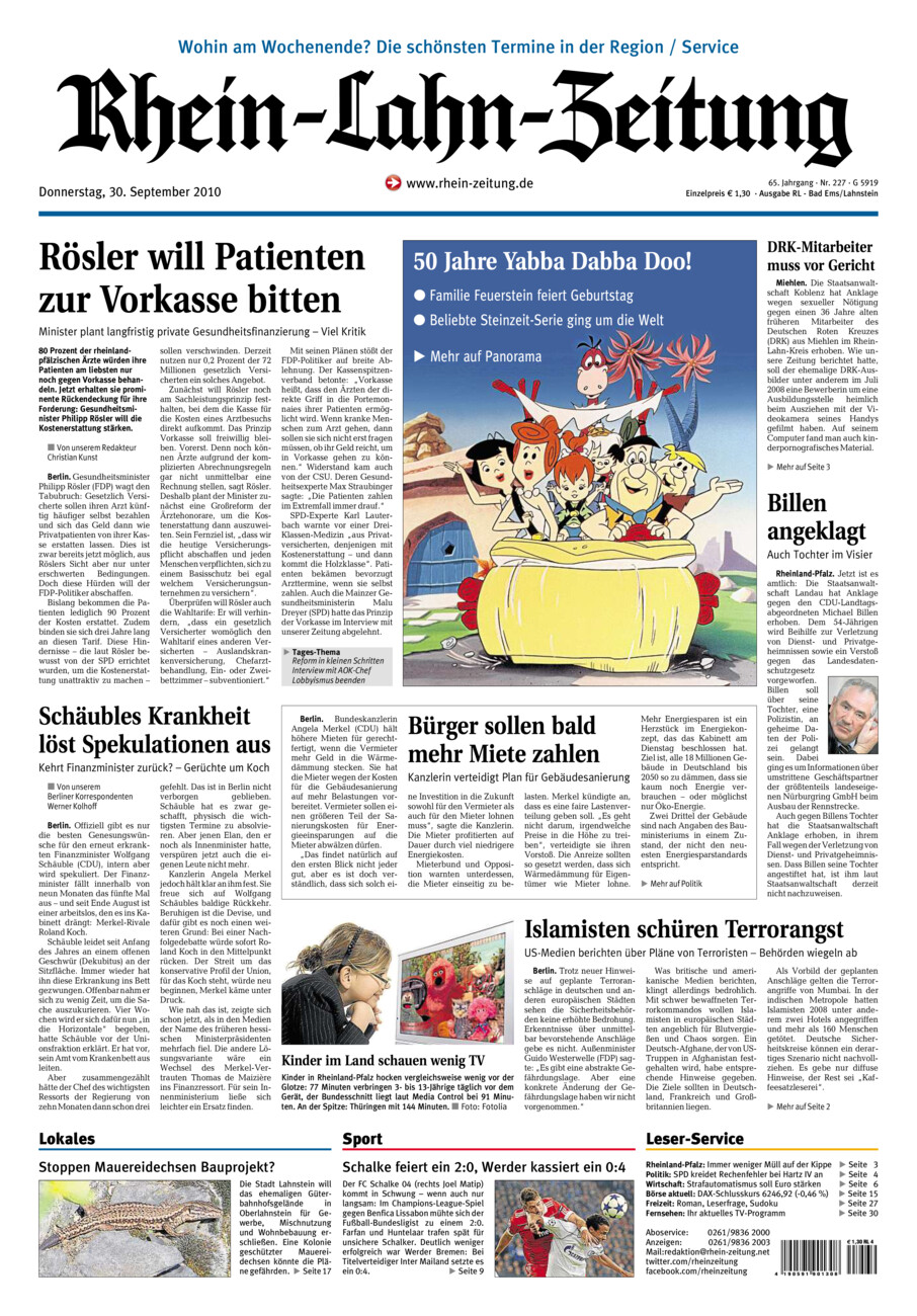 Rhein-Lahn-Zeitung vom Donnerstag, 30.09.2010