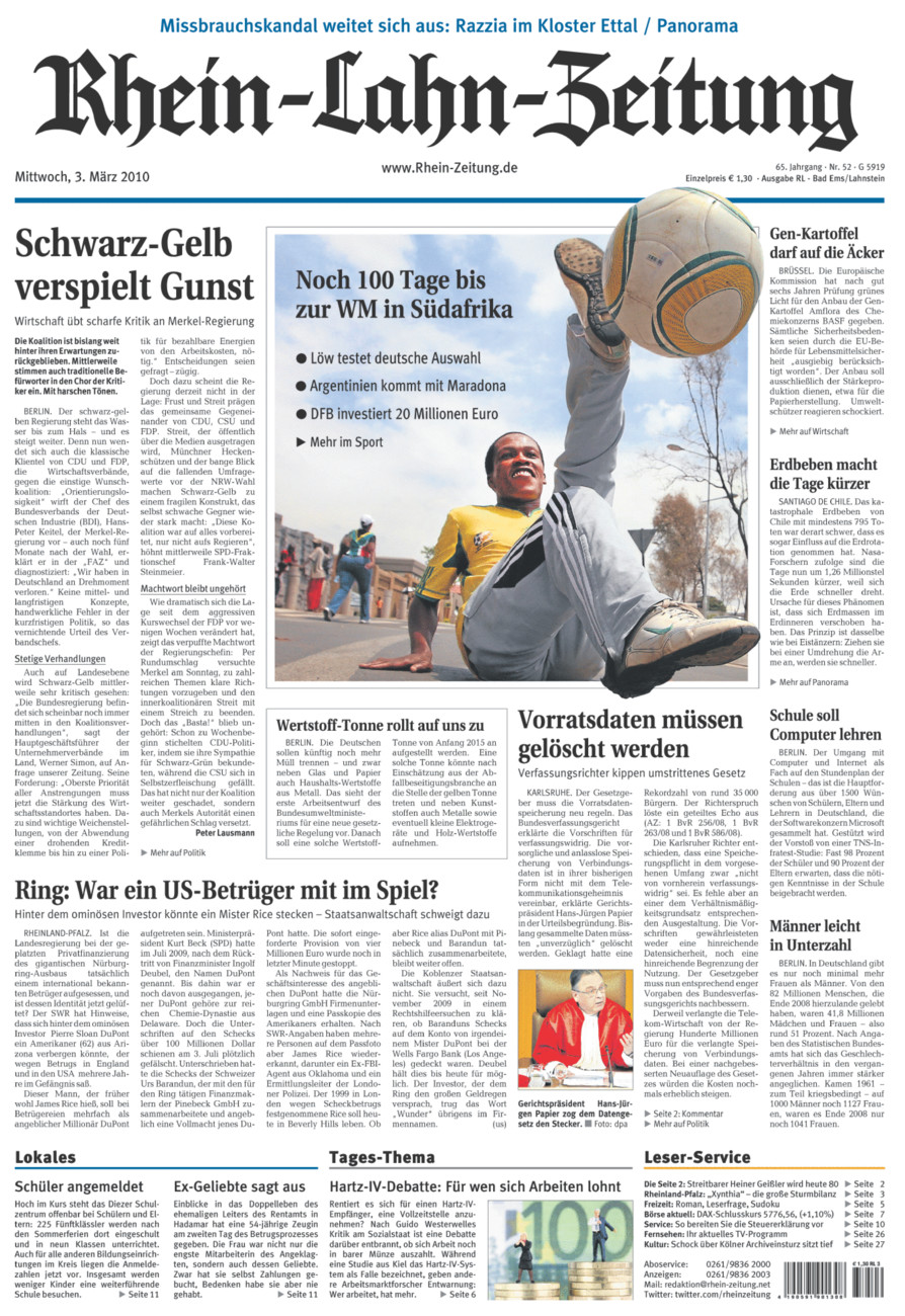 Rhein-Lahn-Zeitung vom Mittwoch, 03.03.2010