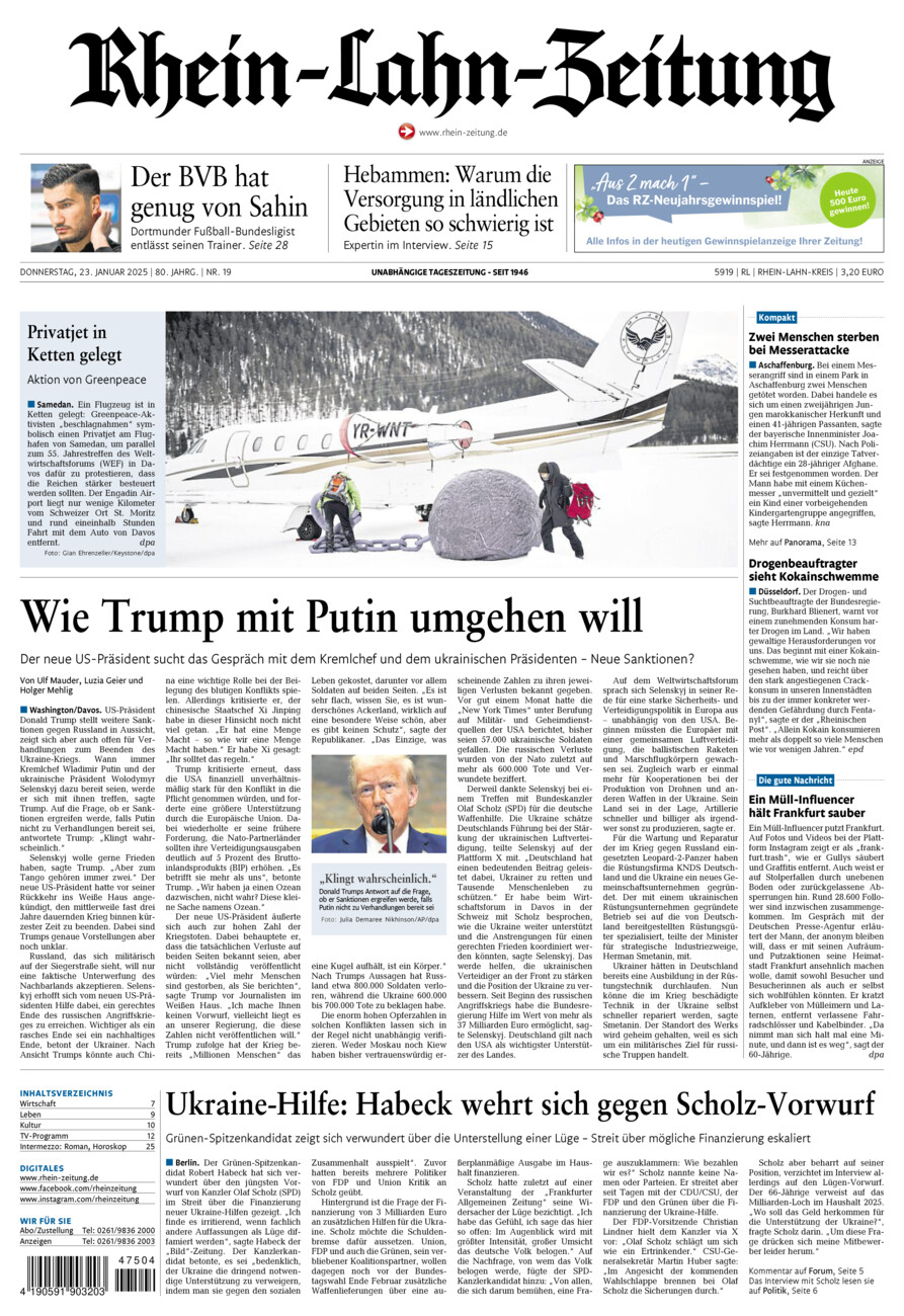 Rhein-Lahn-Zeitung vom Donnerstag, 23.01.2025