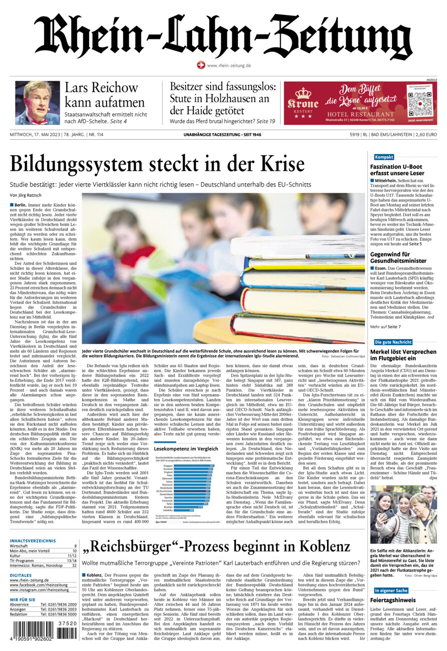 Rhein-Lahn-Zeitung vom Mittwoch, 17.05.2023