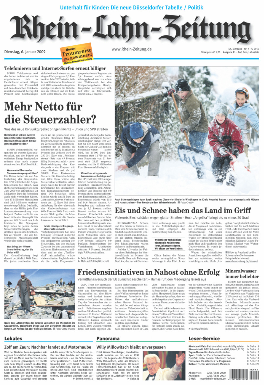 Rhein-Lahn-Zeitung vom Dienstag, 06.01.2009