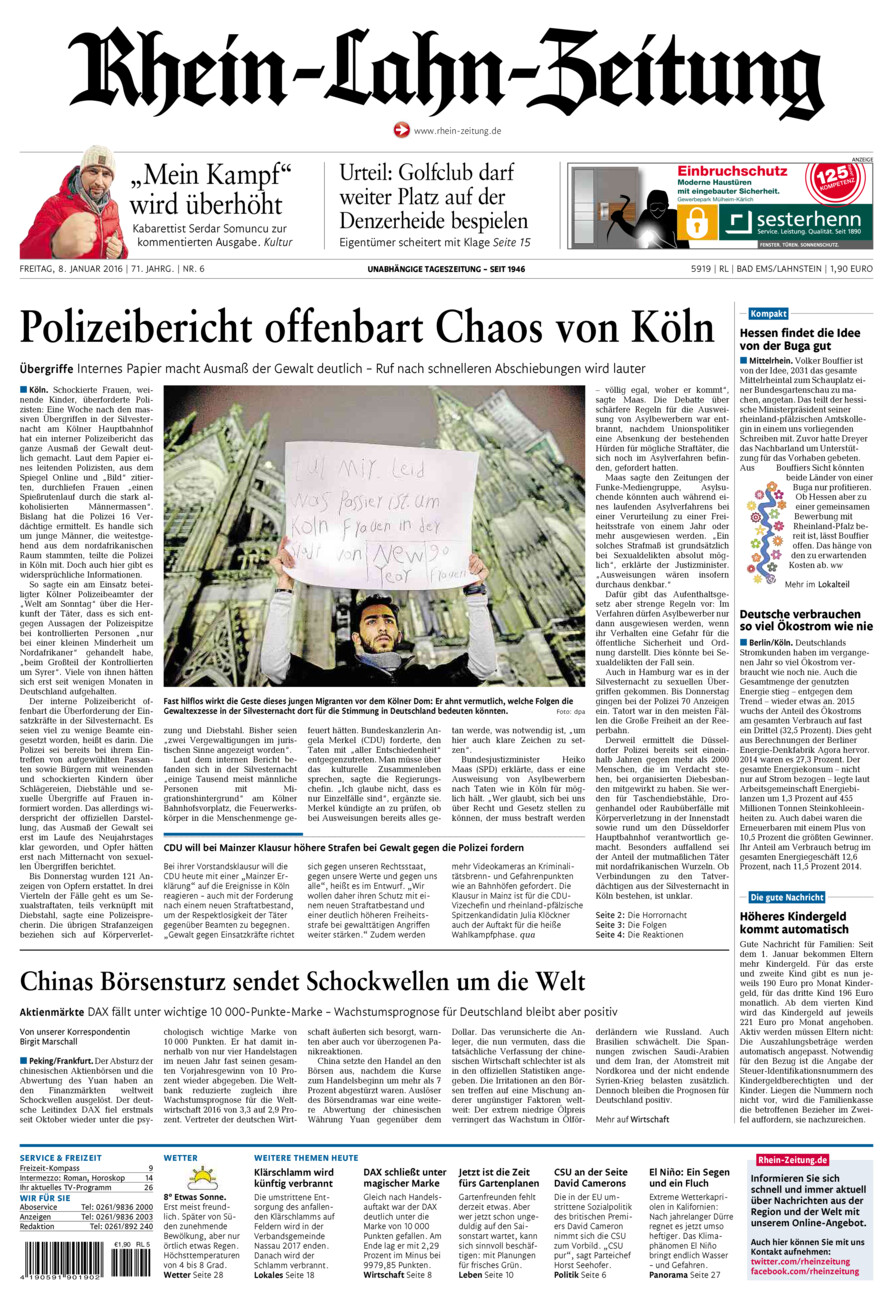 Rhein-Lahn-Zeitung vom Freitag, 08.01.2016