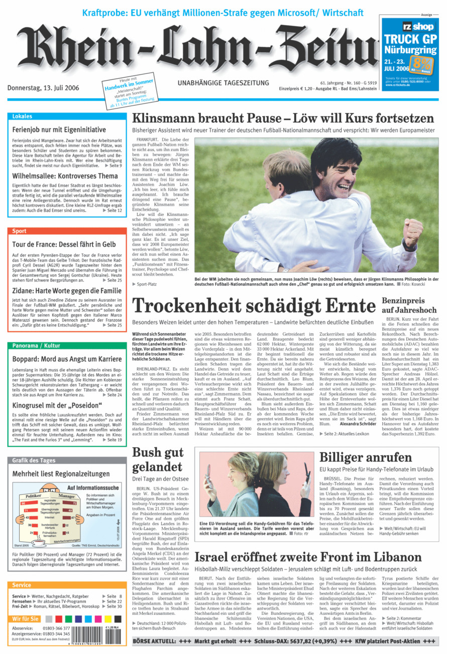 Rhein-Lahn-Zeitung vom Donnerstag, 13.07.2006
