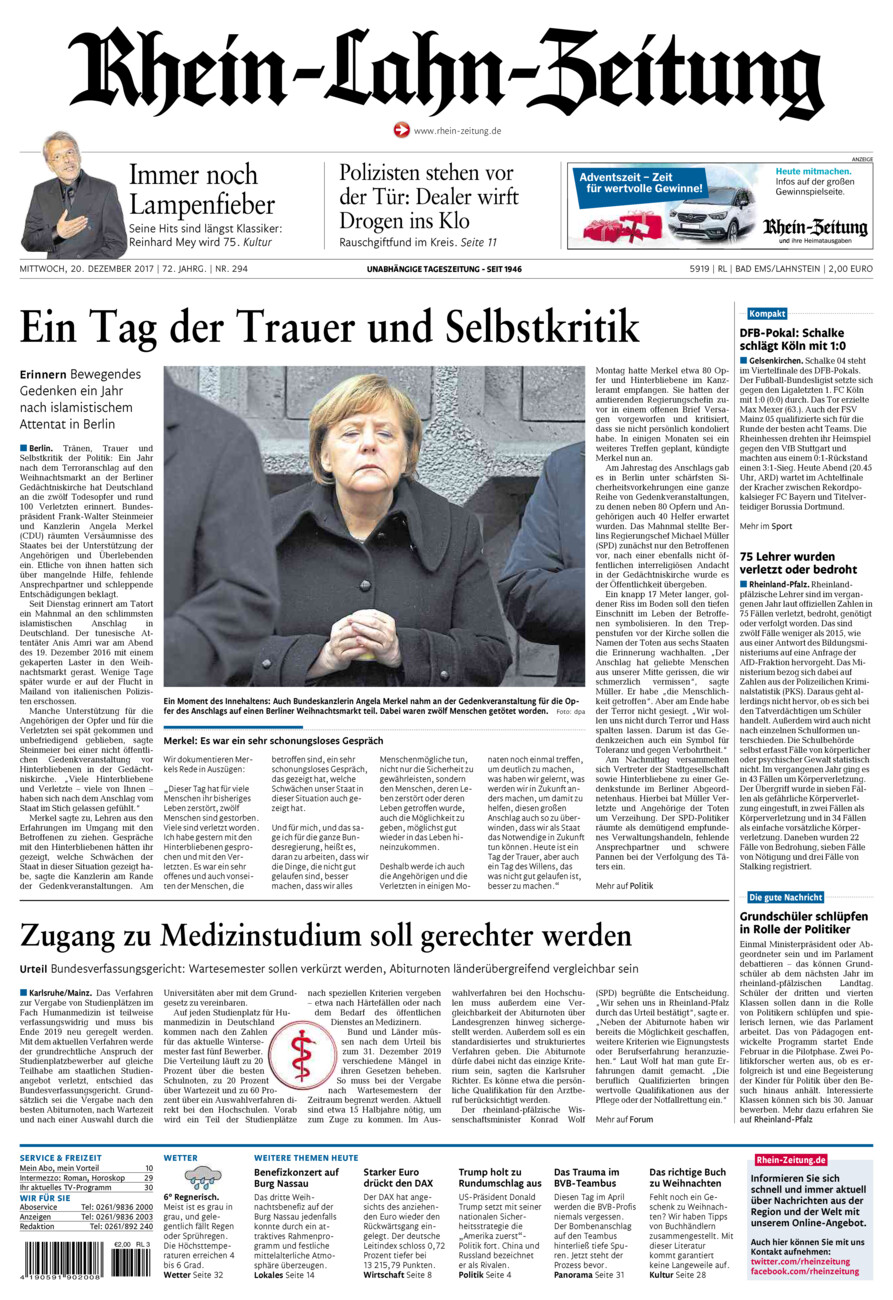 Rhein-Lahn-Zeitung vom Mittwoch, 20.12.2017
