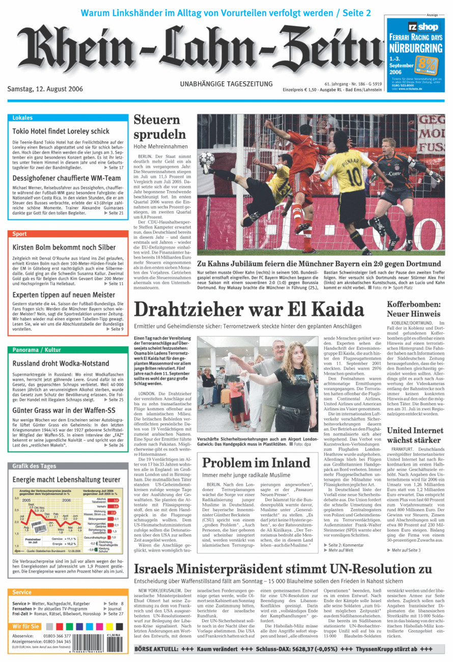 Rhein-Lahn-Zeitung vom Samstag, 12.08.2006