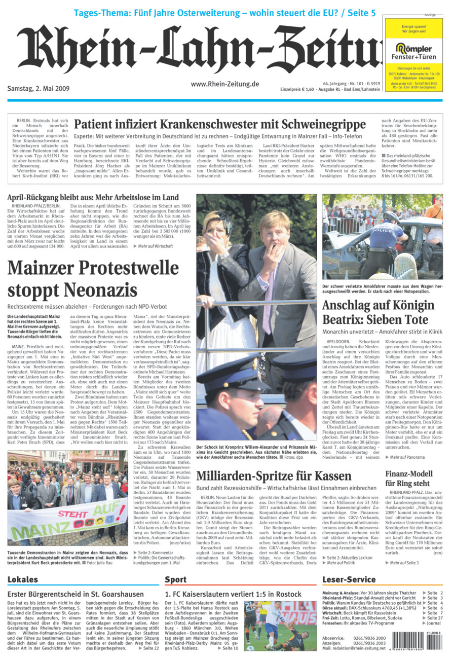Rhein-Lahn-Zeitung vom Samstag, 02.05.2009