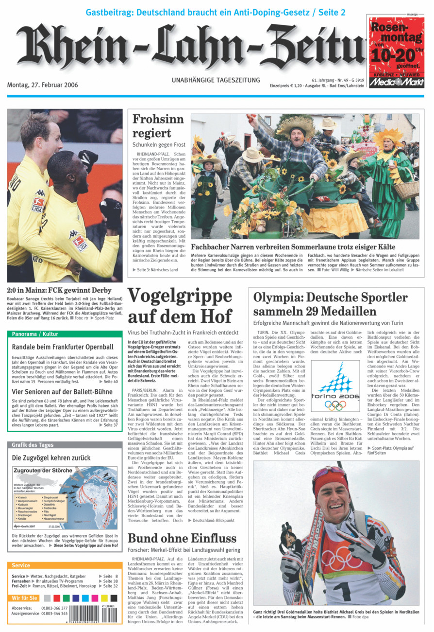 Rhein-Lahn-Zeitung vom Montag, 27.02.2006