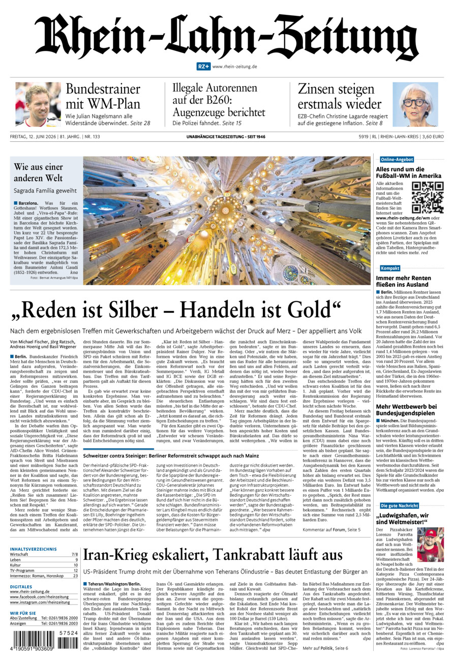 Rhein-Lahn-Zeitung vom Freitag, 12.06.2026