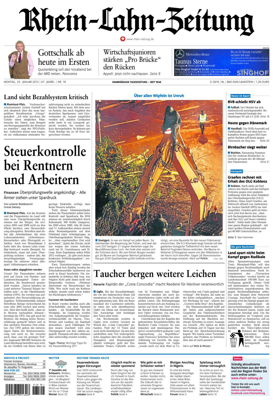 Rhein-Lahn-Zeitung vom Montag, 23.01.2012