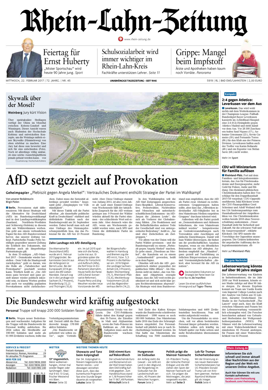 Rhein-Lahn-Zeitung vom Mittwoch, 22.02.2017