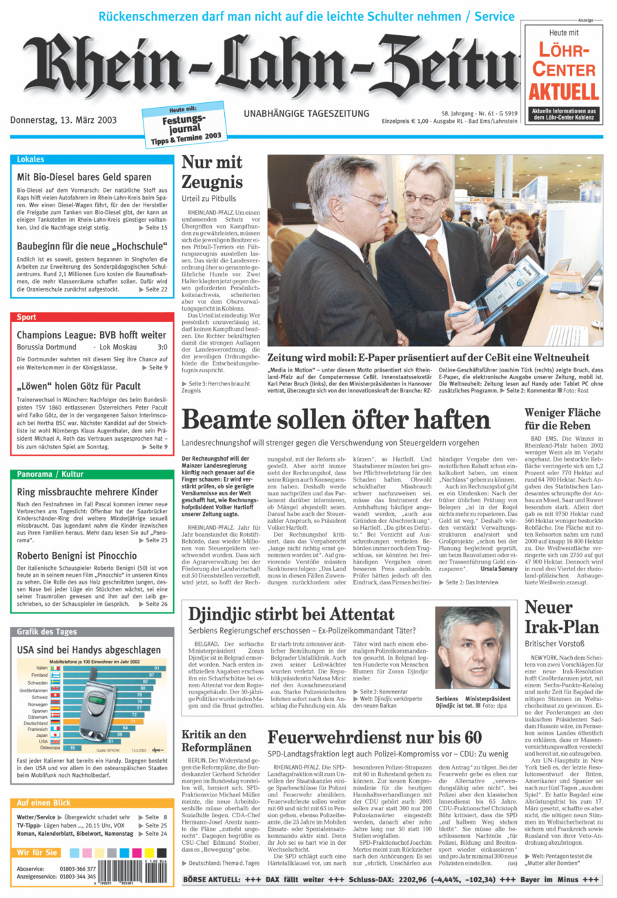 Rhein-Lahn-Zeitung vom Donnerstag, 13.03.2003