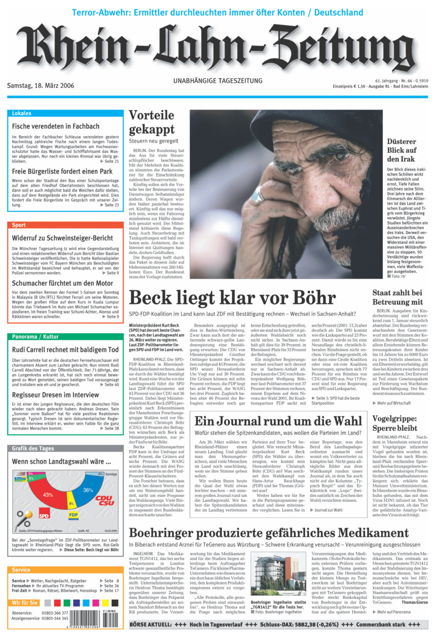 Rhein-Lahn-Zeitung vom Samstag, 18.03.2006