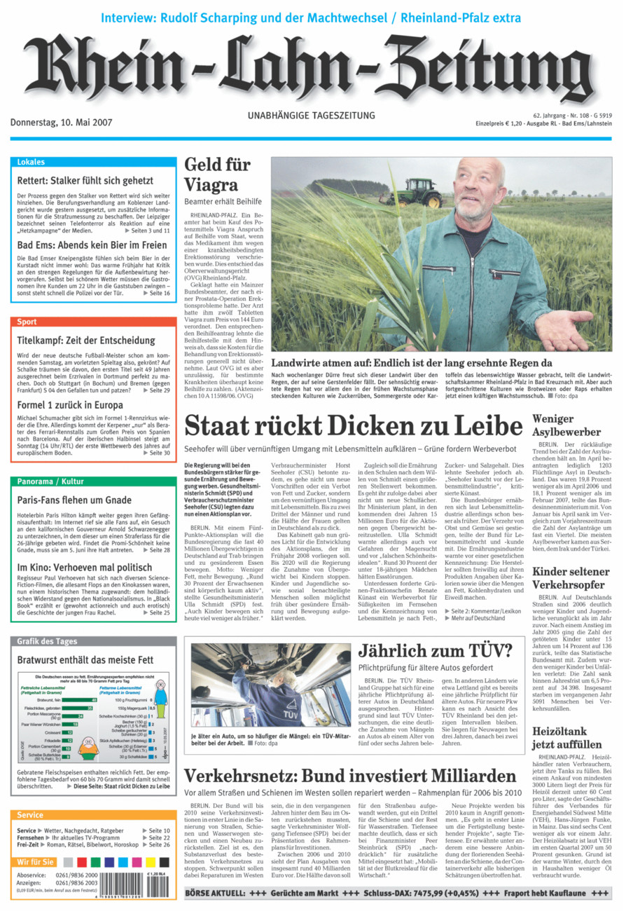 Rhein-Lahn-Zeitung vom Donnerstag, 10.05.2007