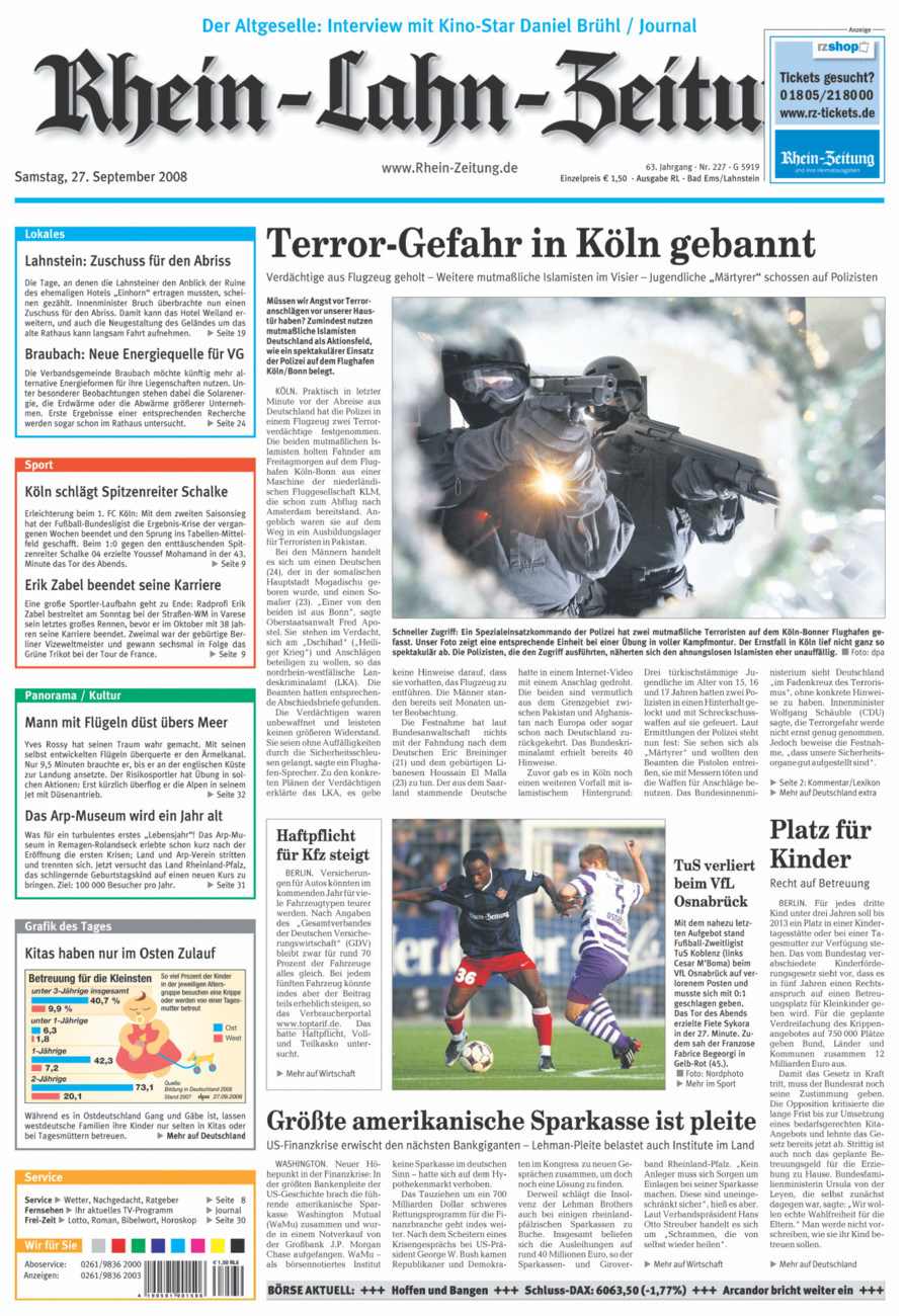 Rhein-Lahn-Zeitung vom Samstag, 27.09.2008