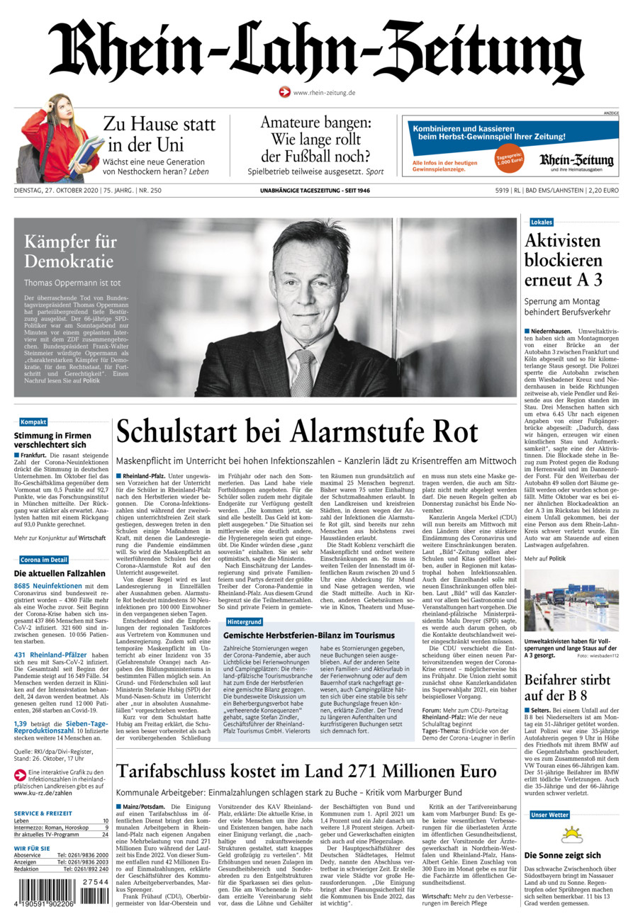 Rhein-Lahn-Zeitung vom Dienstag, 27.10.2020
