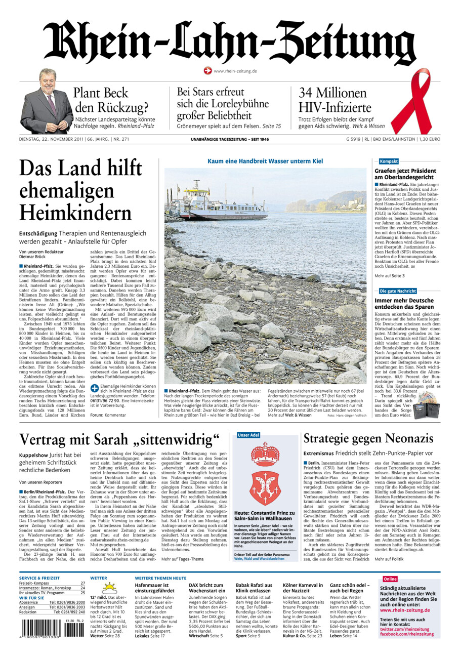 Rhein-Lahn-Zeitung vom Dienstag, 22.11.2011