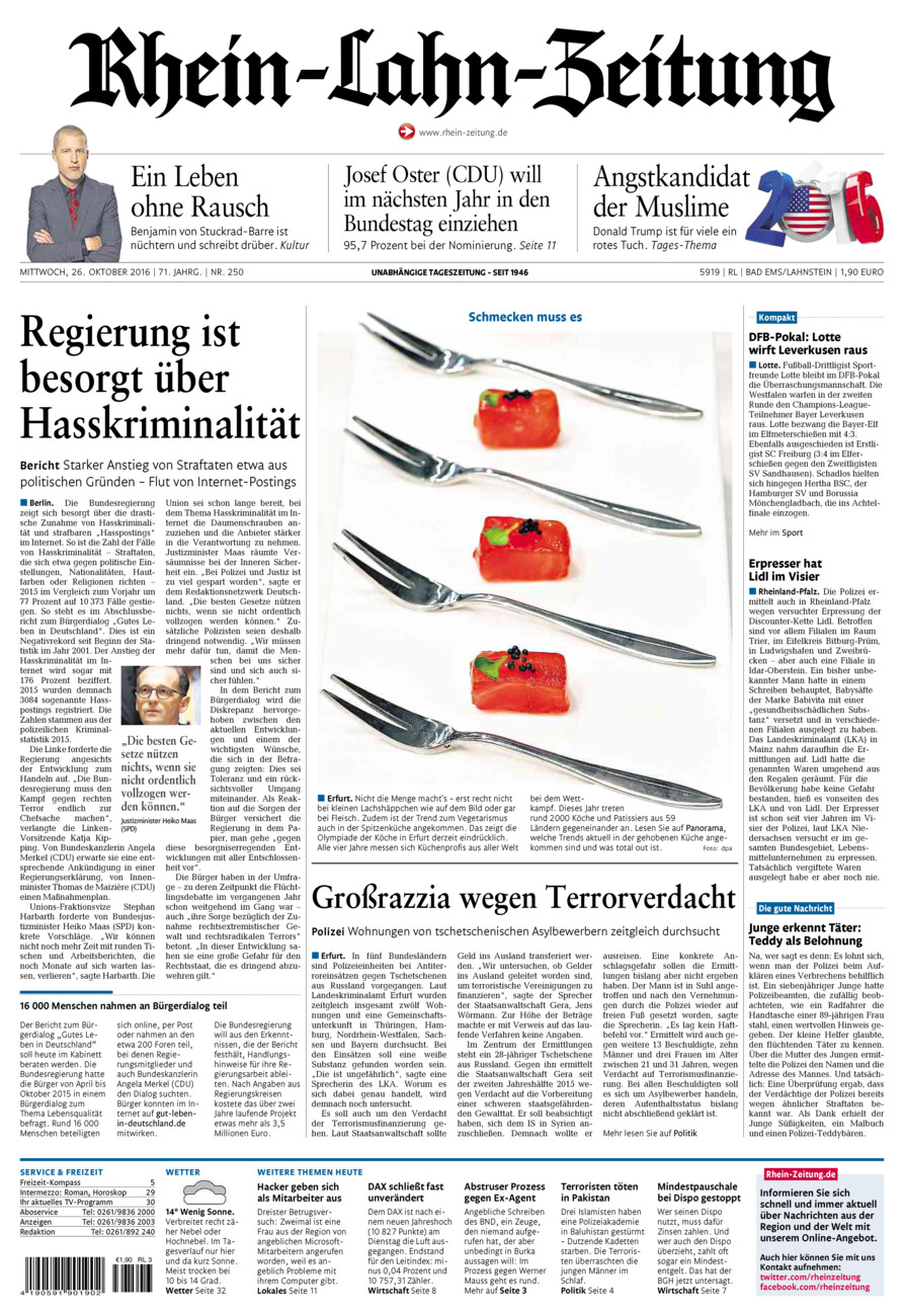 Rhein-Lahn-Zeitung vom Mittwoch, 26.10.2016