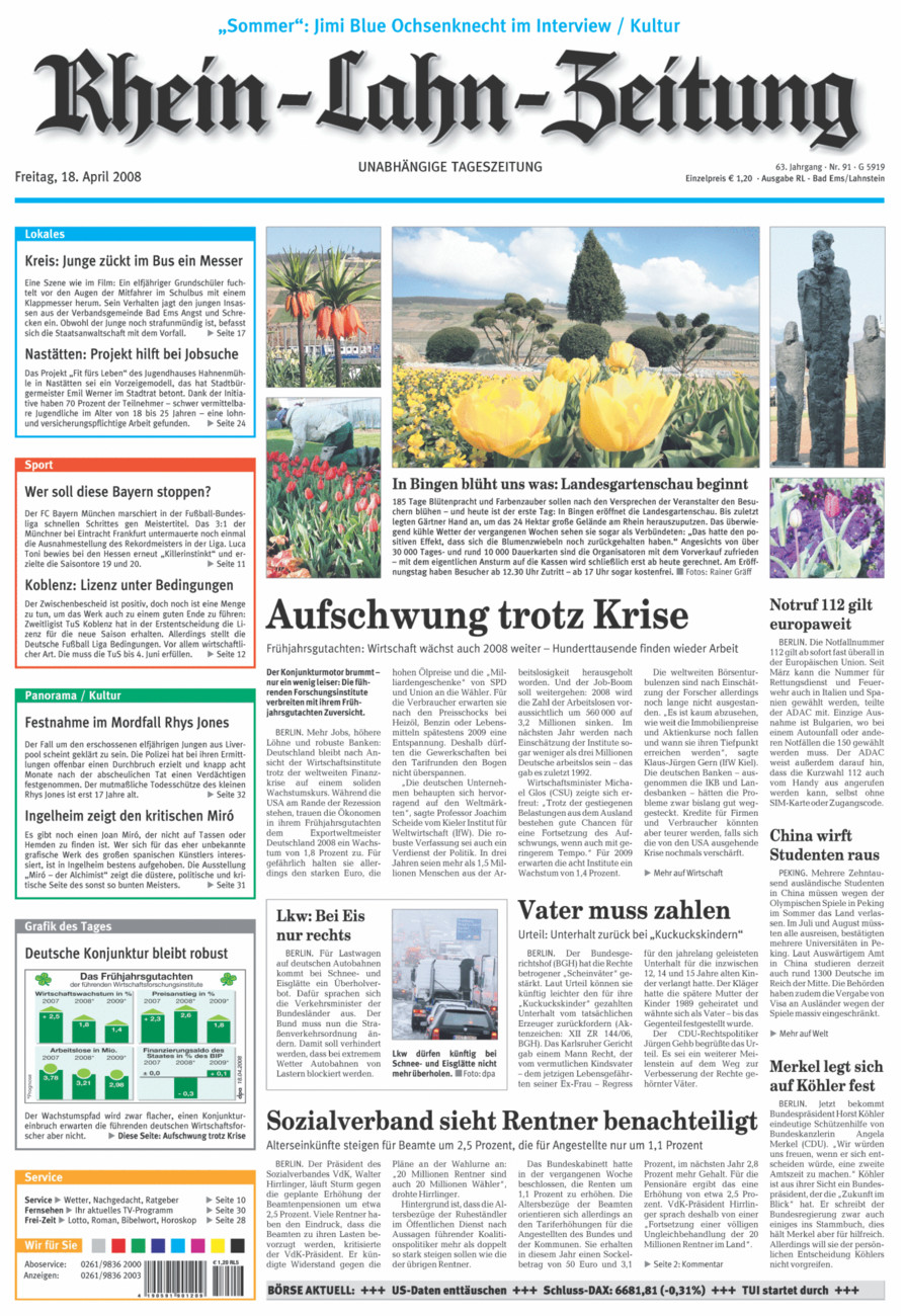 Rhein-Lahn-Zeitung vom Freitag, 18.04.2008