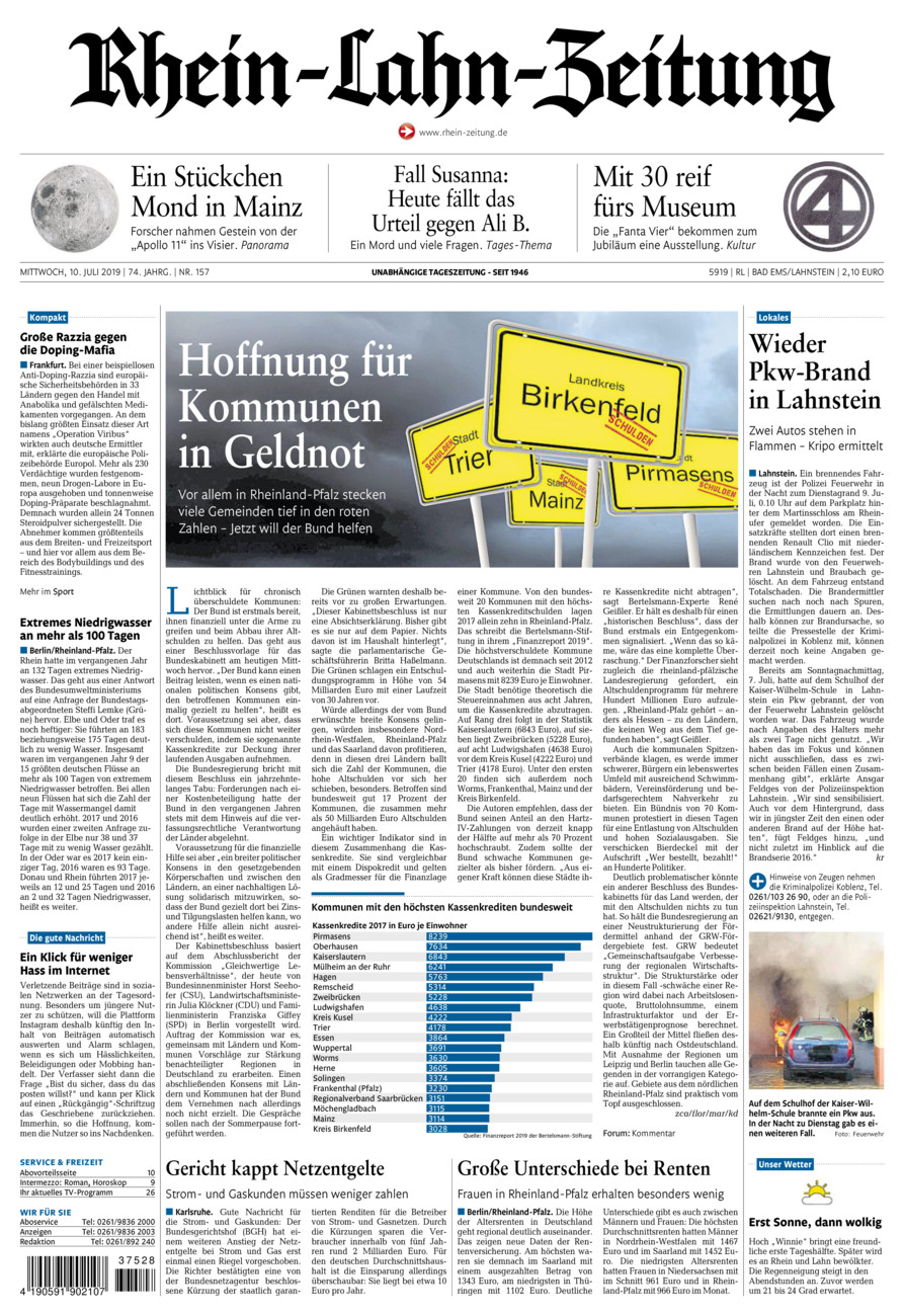 Rhein-Lahn-Zeitung vom Mittwoch, 10.07.2019