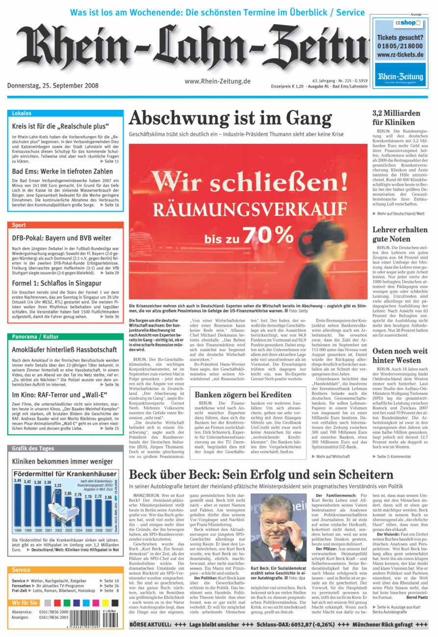 Rhein-Lahn-Zeitung vom Donnerstag, 25.09.2008