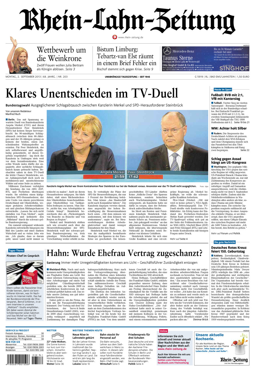 Rhein-Lahn-Zeitung vom Montag, 02.09.2013