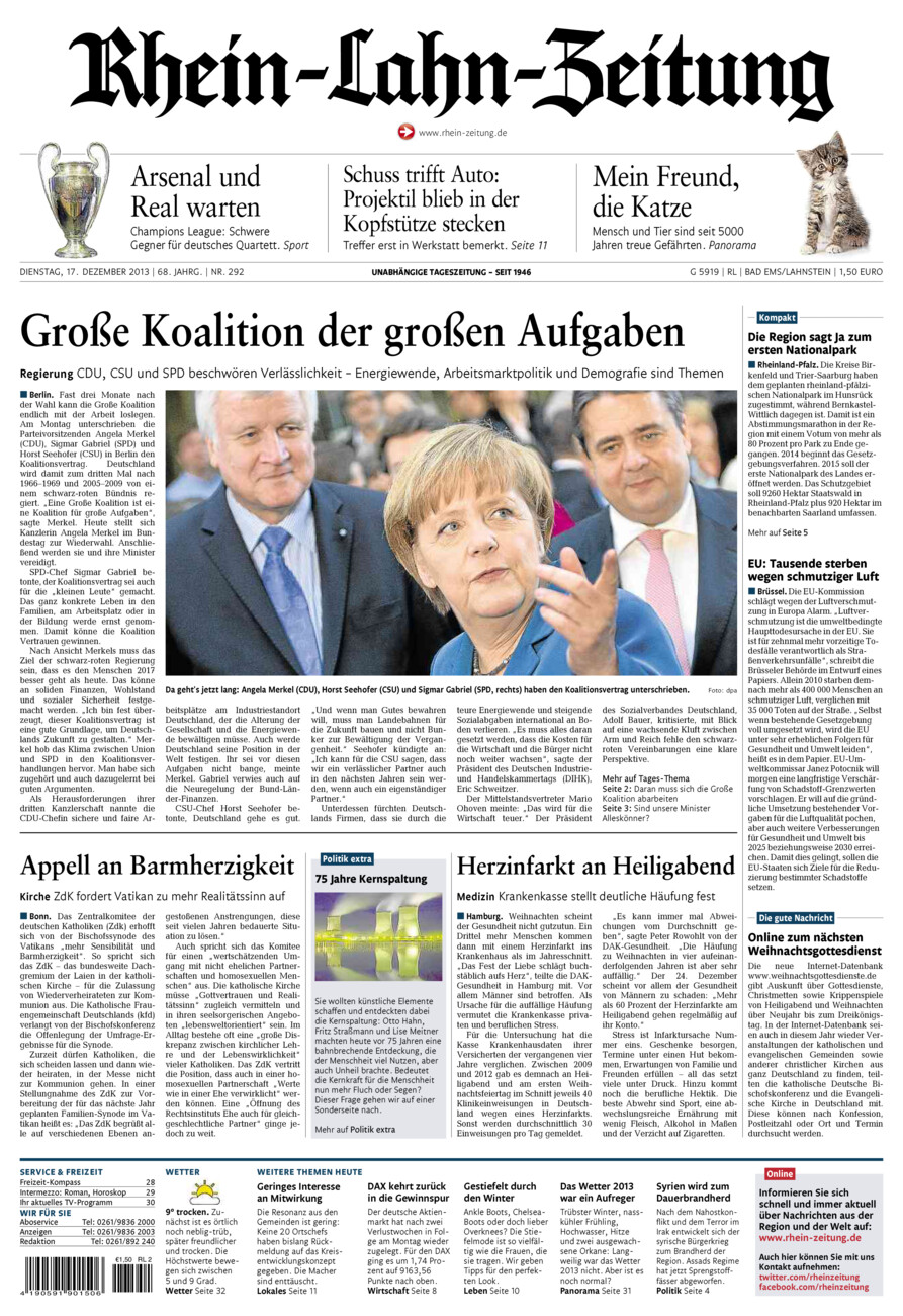 Rhein-Lahn-Zeitung vom Dienstag, 17.12.2013